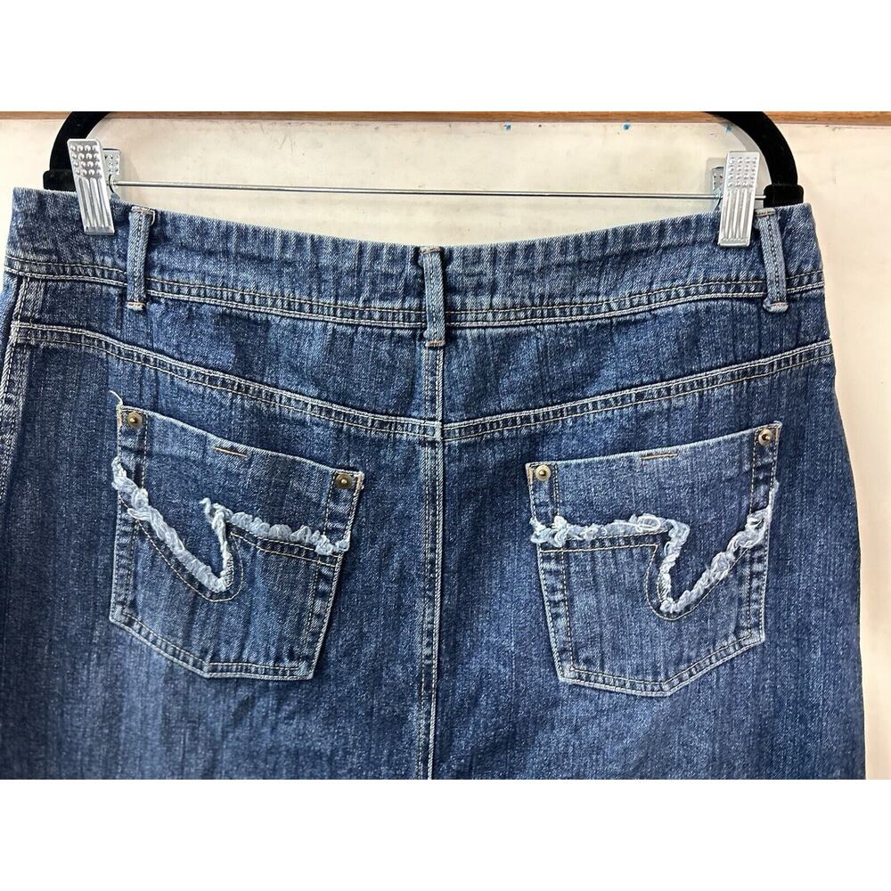 French Cuff Denim‎ Skirt Womens 12 Maxi Faded Western Boho Rockabilly - Picture 8 of 11